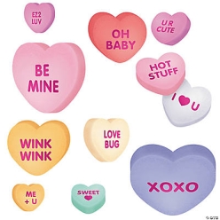 Valentine Large Conversation Heart Cutouts - 50 Pack