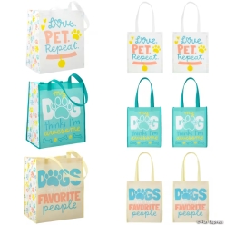 Dog Paw Print Laminated Shopper Tote Bags-6Pk