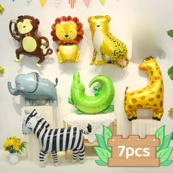 Large Safari Animals Airfill Supershape Balloons - 7 Pack