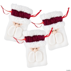 Plush Santa Drawsting Bags - 12 Pk