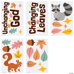 Religious Fall Changing Leaves Classroom Bulletin Board Set