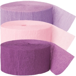 Lavender, Light Pink & Purple Crepe Streamers - 3 Pk