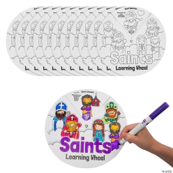 Colour Your Own Religious Saints Learning Wheels - 12Pk