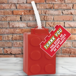 Lego 12oz Keepsake Cup w/Straw & Thank You Tag
