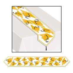 Graduation - Golden Yellow Grad Cap Table Runner 6Ft