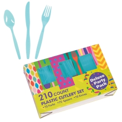 Light Blue Premium Plastic Cutlery - BIG 210 PK