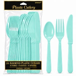 Light Blue Assorted Cutlery - 24pk