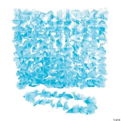 Plastic Light Blue Flower Leis - 12 Pack