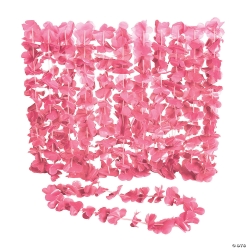 Plastic Light Pink Flower Leis - 12 Pack