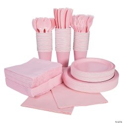 Pink Tableware Kit for 48 Guests