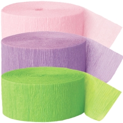 Light Pink, Lavender & Lime Green Crepe Streamers - 3 Pk