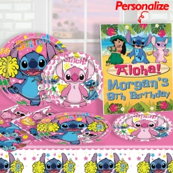 *Lilo and Stitch Pink Supersaver PERSONALIZED Party PacK For 10