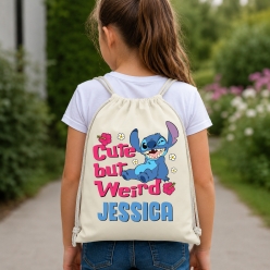 Stitch Cute But Weird Personalized Drawstring Backpack
