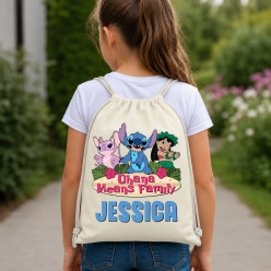 Lilo & Stitch Ohana Personalized Drawstring Backpack