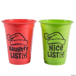 Bulk Naughty or Nice List Plastic Cups-50Pk