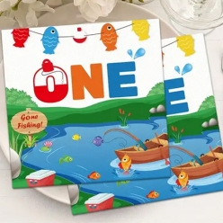 Fisherman 1st Birthday Dinner Napkins - 10 PK