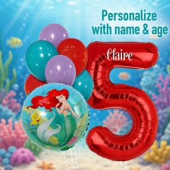 Little Mermaid PERSONALIZED Name & Age Balloon Bouquet