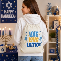 Live Love Latke Drawstring Backpack