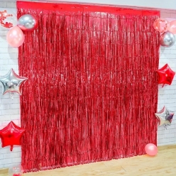 50% OFF: Red 9.9 ft Fringe Curtains - 2 PACK