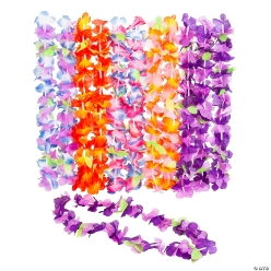 Luau Ruffle Petal Flower Leis-36Pk