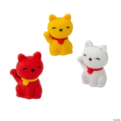 Lucky Cat Character Erasers - 24Pk