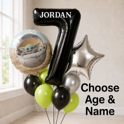 Mandalorian PERSONALIZED Name & Age Balloon Bouquet