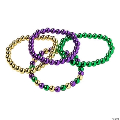 Mardi Gras Beaded Bracelets - 24Pk