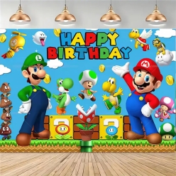 Mario Giant FABRIC Birthday Backdrop