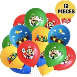 Mario Characters Large Full Colour Latex Balloons - 12 PK
