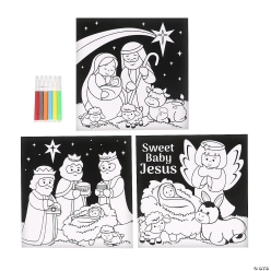 Religious Jesus Christmas Fuzzy Posters with Markers-16pk