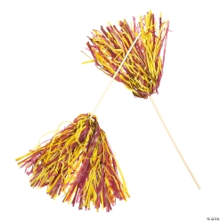 Maroon & Gold Two-Tone Spirit Pom-Poms - 24 Pk
