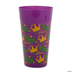 Mardi Gras Crown & Mask Plastic Tumblers-12Pk