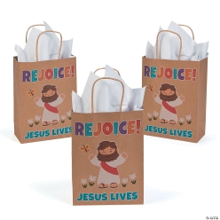 He Lives Kraft Paper Gift Bags-3Pk