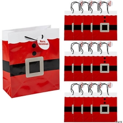 25% OFF: Medium Santa Gift Bags w/Tags - 12 Pk