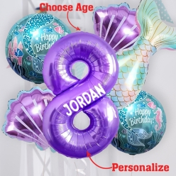 Mermaid Deluxe PERSONALIZED Balloon Bouquet