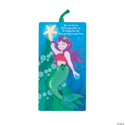Mermaid Ceramic Tail Ornaments w/Card-12Pk