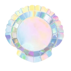Mermaid Sparkle Iridescent Shell-Shaped Dessert Plates - 8PK