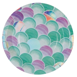 Mermaid Premium Metallic Dinner Plates - 8 PK