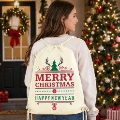 Merry Christmas Drawstring Backpack