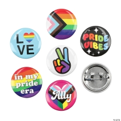 Rainbow Pride Metal Buttons-48Pk
