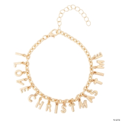 Gold I Love Christmas Time Metal Charm Bracelet