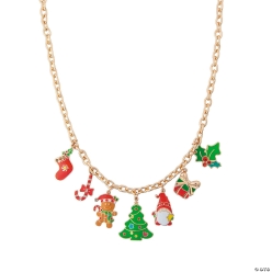 Christmas Tree Holiday Icons Metal Charm Necklace