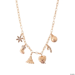 Gold Holiday Icons Christmas Metal Charm Necklace