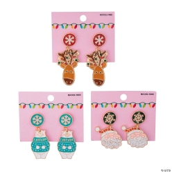 Cozy, Merry & Bright Christmas Dangle Earrings on Card-3Pk