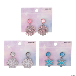 Arctic Wonderland Snowflake Metal Dangle Earrings on Card-3Pk