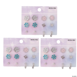 Arctic Wonderland Snowflake Earring Assortments on Card-3Pk