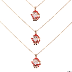 Waving Santa Claus Christmas Metal Necklaces-3Pk