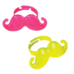 Neon Mustache Metal Rings 2pk