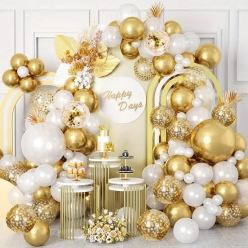50% OFF: 110 Pc White & Metallic Gold Balloon Arch