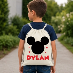 Mickey Ears Personalized Drawstring Backpack